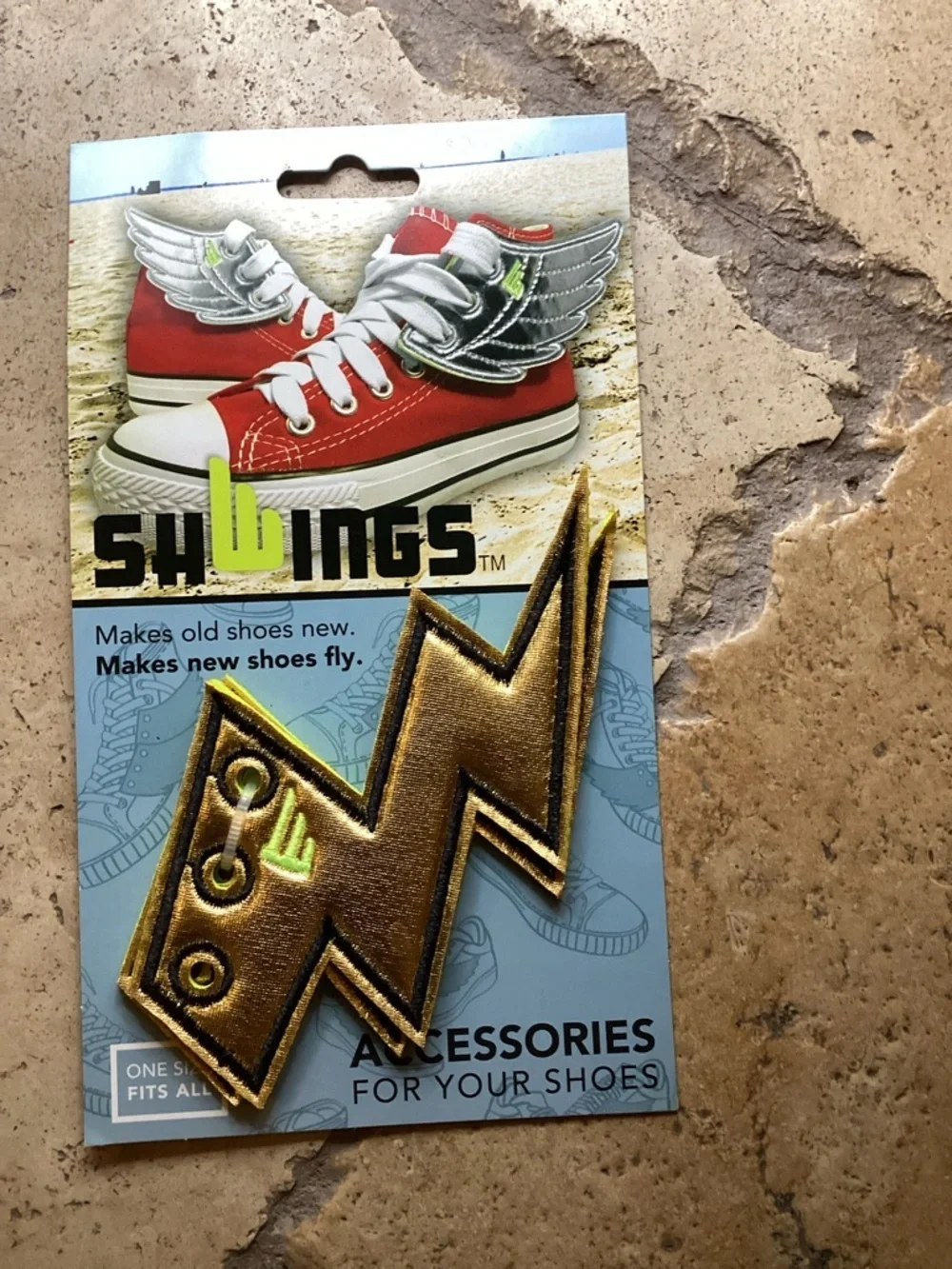 NEW SHWINGS Gold Lightning Bolts NEW (1 Pair) Shoe Lace Accessories